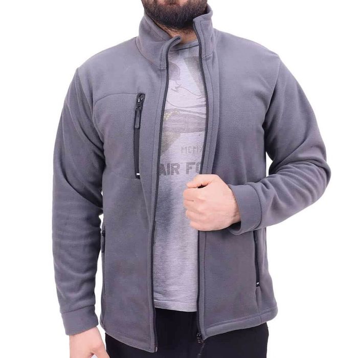 Üç Cepli Polar Hırka Füme Grisi