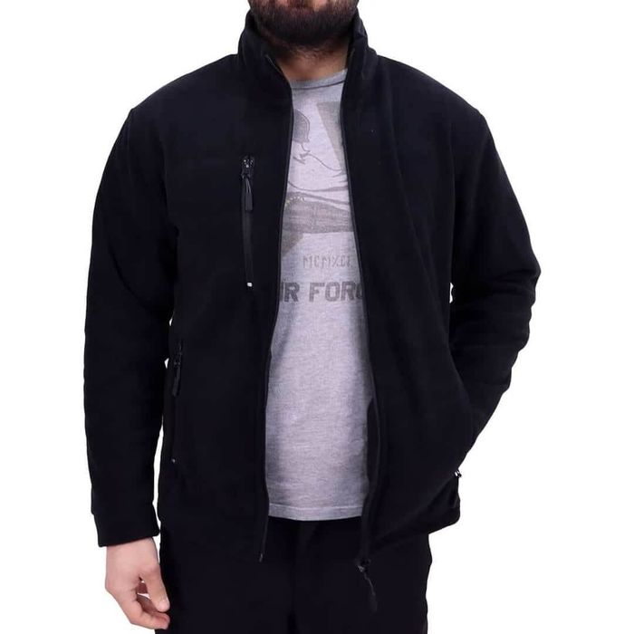 Üç Cepli Polar Hırka Siyah